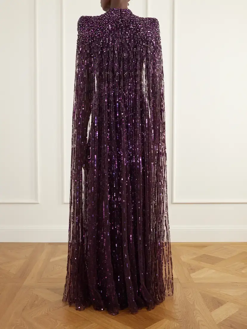 Jenny Packham Opera Cape-effect Sequin-embellished Tulle Gown | Thumbnail 3 Jenny Packham Opera Cape-effect Sequin-embellished Tulle Gown | Thumbnail 3