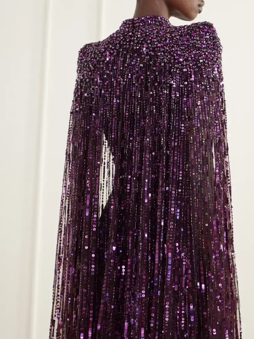Jenny Packham Opera Cape-effect Sequin-embellished Tulle Gown | Thumbnail 5 Jenny Packham Opera Cape-effect Sequin-embellished Tulle Gown | Thumbnail 5