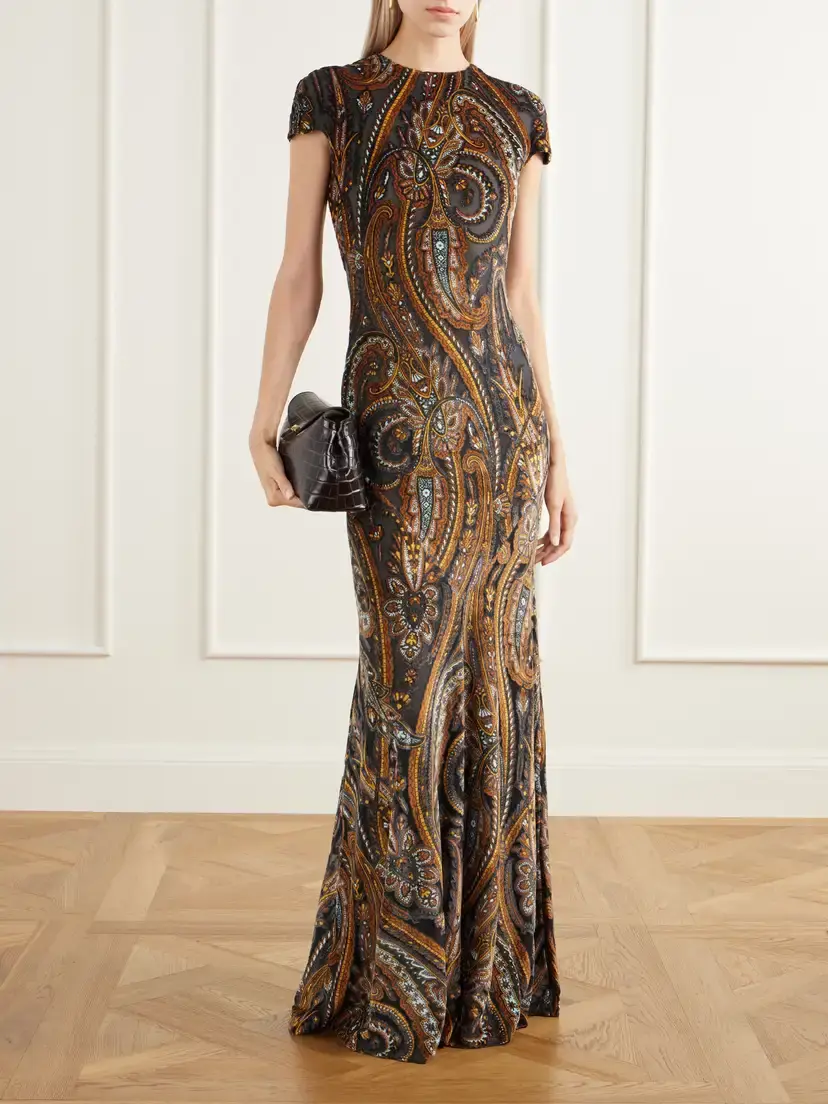 Etro Open-back Paisley Devoré-velvet Maxi Dress | Thumbnail 2 Etro Open-back Paisley Devoré-velvet Maxi Dress | Thumbnail 2