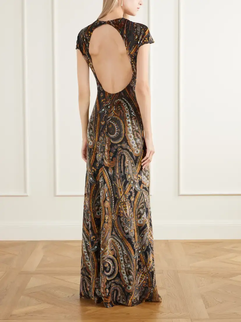 Etro Open-back Paisley Devoré-velvet Maxi Dress | Thumbnail 3 Etro Open-back Paisley Devoré-velvet Maxi Dress | Thumbnail 3
