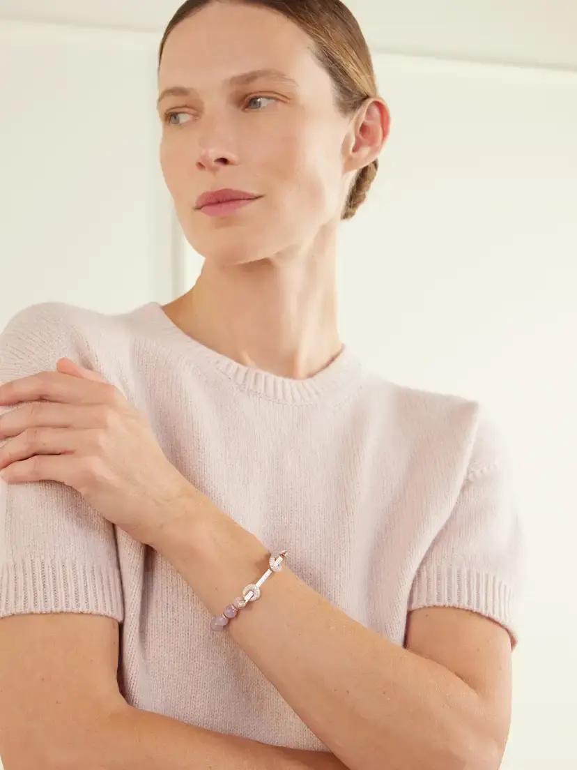 Ananya 18-karat Rose Gold Diamond Kunzite And Quartz Bracelet | Thumbnail 2
