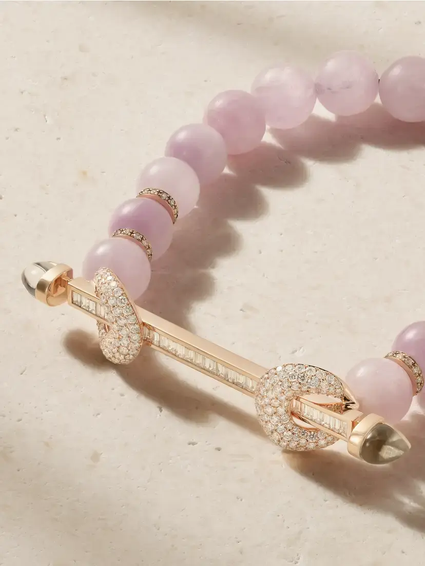 Ananya 18-karat Rose Gold Diamond Kunzite And Quartz Bracelet | Thumbnail 3