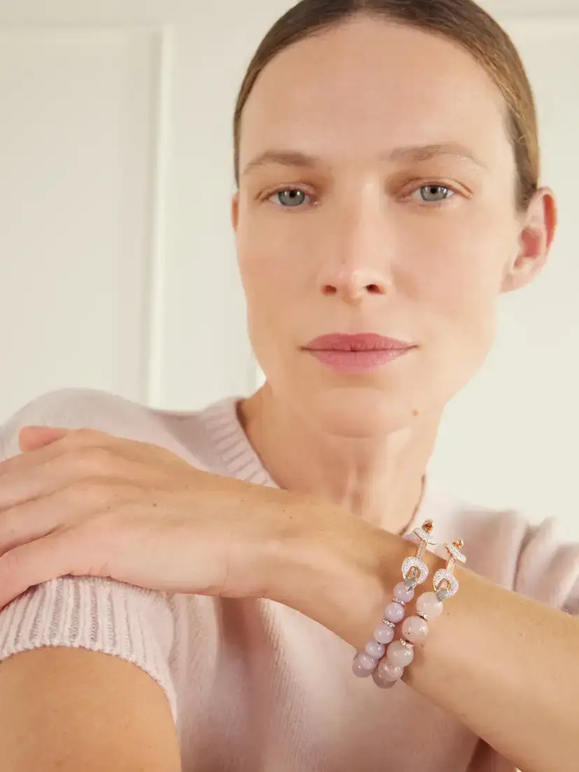 Ananya 18-karat Rose Gold Diamond Kunzite And Quartz Bracelet | Thumbnail 4