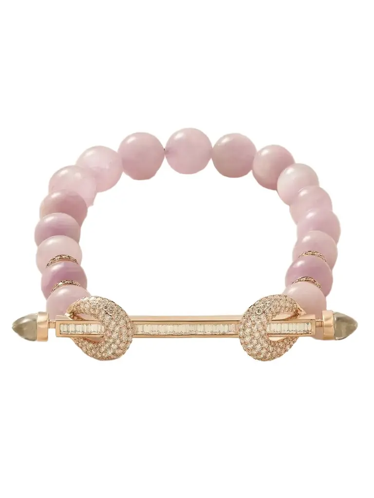 Ananya 18-karat Rose Gold Diamond Kunzite And Quartz Bracelet