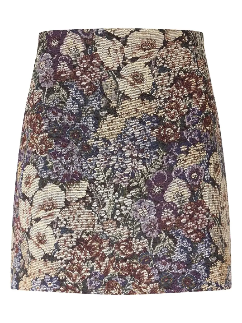 Veronica Beard Ohemia Floral-brocade Mini Skirt