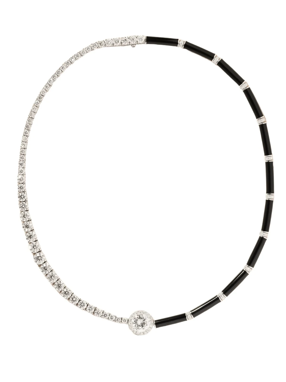 Oui 18-karat White Gold, Diamond And Enamel Necklace Oui 18-karat White Gold, Diamond And Enamel Necklace
