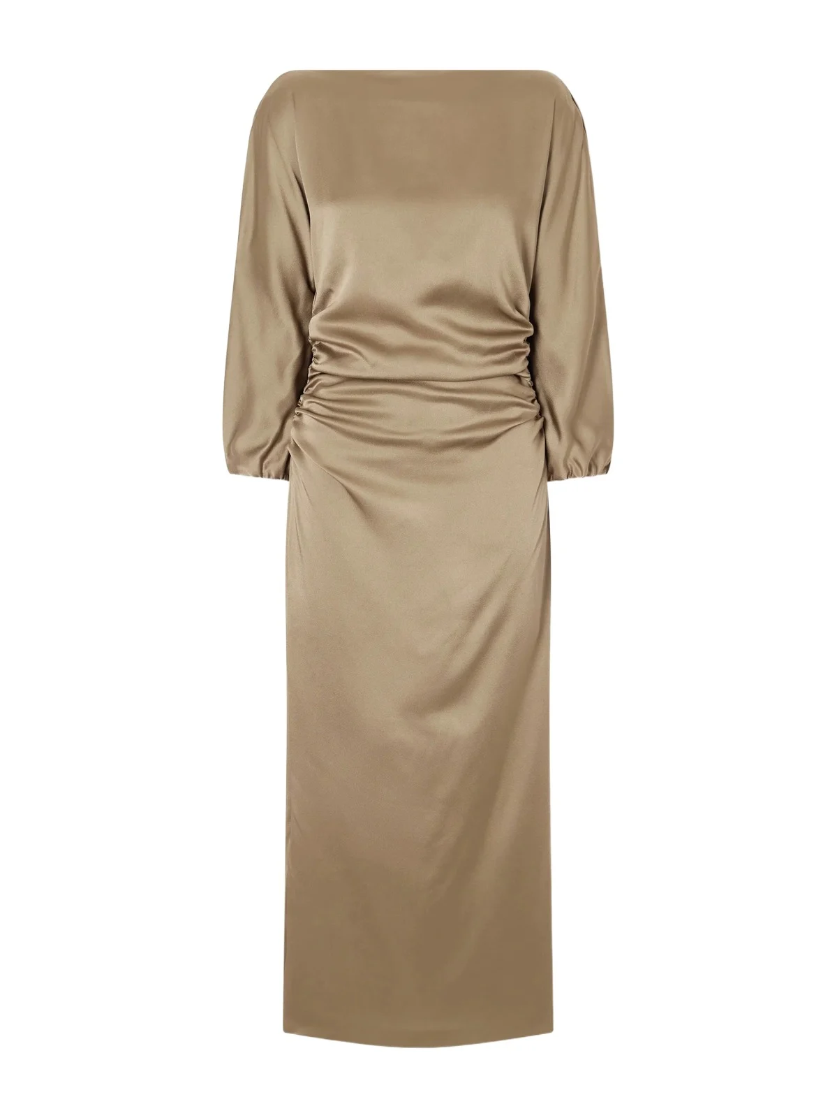 BERNADETTE Ezra Ruched Satin Midi Dress