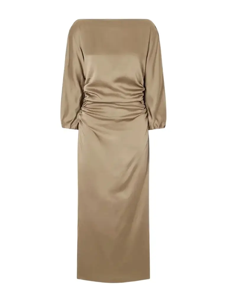 Ezra Ruched Satin Midi Dress Ezra Ruched Satin Midi Dress