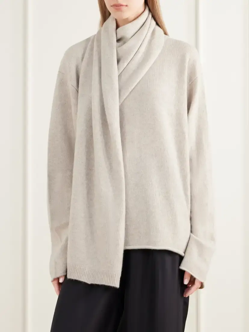 Loulou de Saison Frances Scarf-detailed Cashmere Sweater | Thumbnail 3