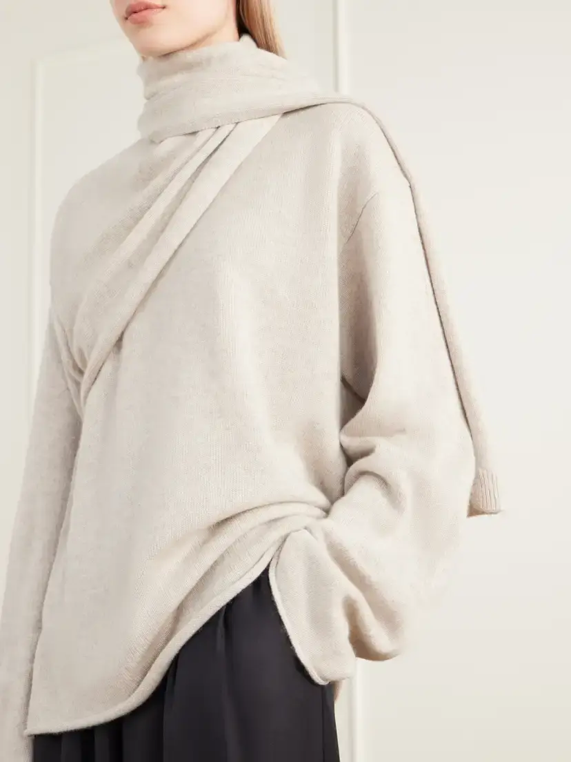 Loulou de Saison Frances Scarf-detailed Cashmere Sweater | Thumbnail 5