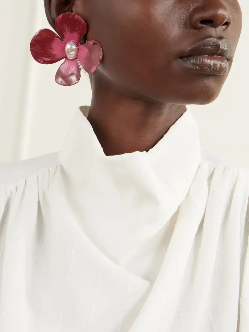 Cult Gaia Lucky Pearl-effect Enamel Gold-tone Earrings | Thumbnail 2
