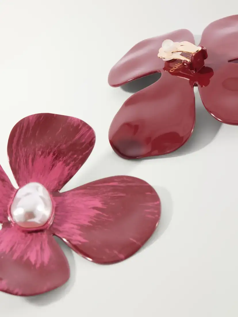 Cult Gaia Lucky Pearl-effect Enamel Gold-tone Earrings | Thumbnail 3