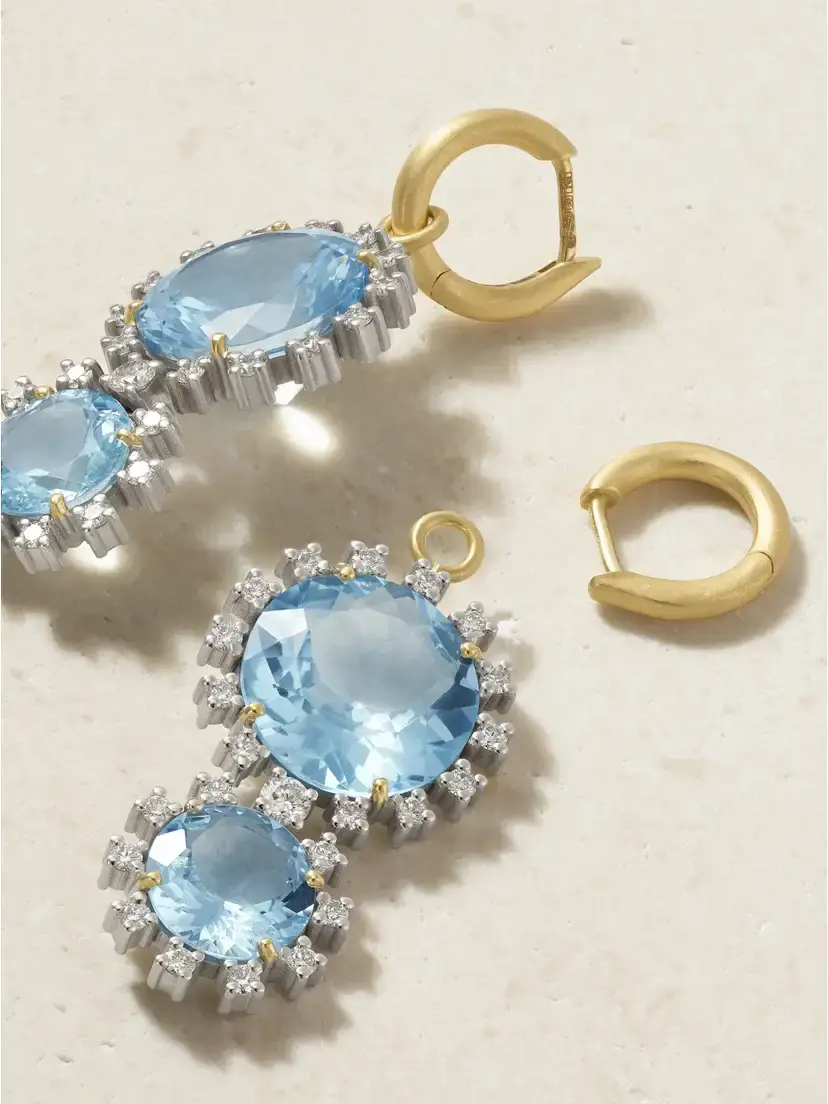 Irene Neuwirth Gemmy Gem 18-karat Yellow And White Gold Diamond And Aquamarine Earrings - Blue | Thumbnail 3 Irene Neuwirth Gemmy Gem 18-karat Yellow And White Gold Diamond And Aquamarine Earrings - Blue | Thumbnail 3