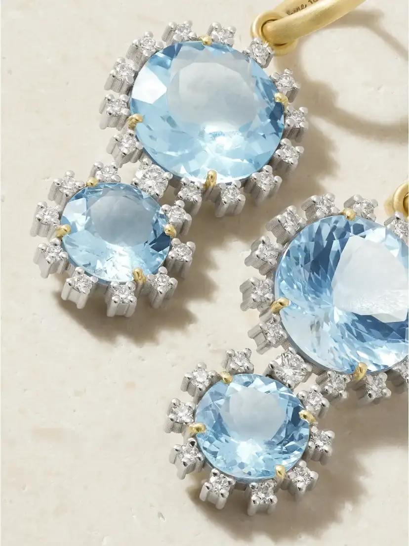 Irene Neuwirth Gemmy Gem 18-karat Yellow And White Gold Diamond And Aquamarine Earrings - Blue | Thumbnail 4 Irene Neuwirth Gemmy Gem 18-karat Yellow And White Gold Diamond And Aquamarine Earrings - Blue | Thumbnail 4