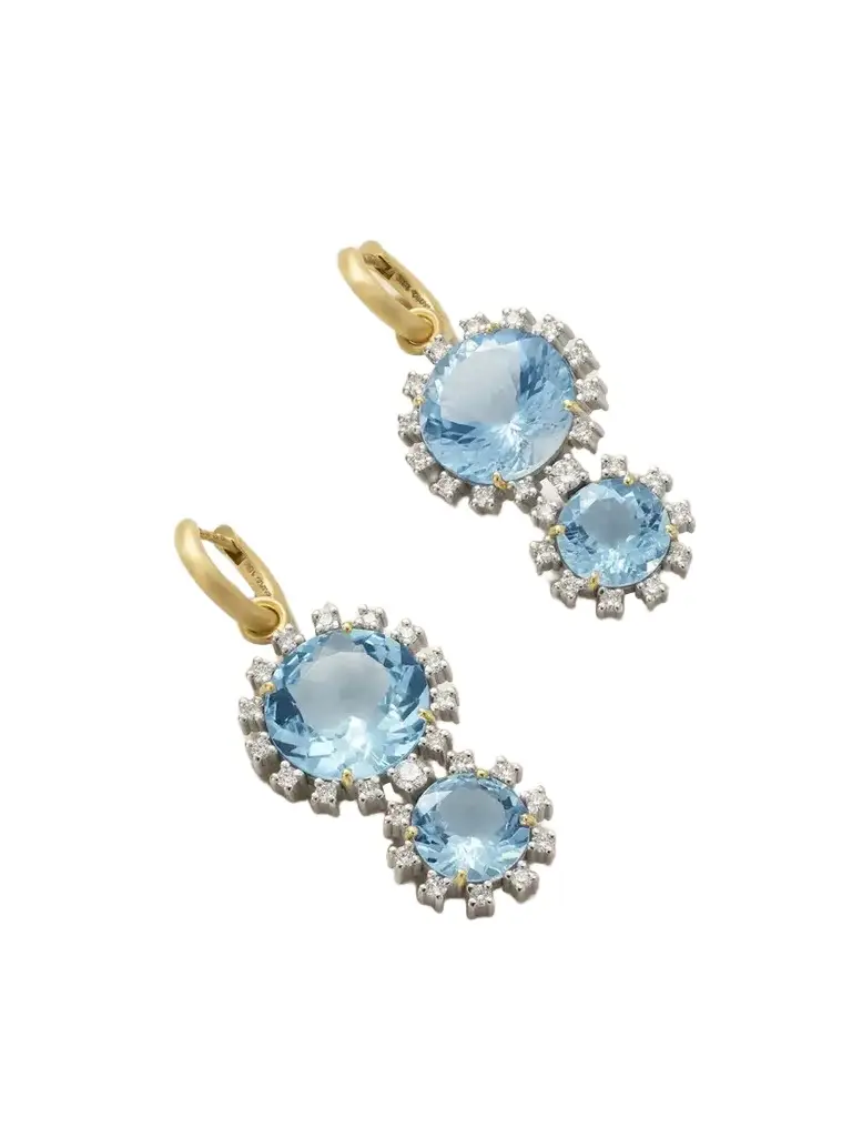 Gemmy Gem 18-karat Yellow And White Gold Diamond And Aquamarine Earrings - Blue Gemmy Gem 18-karat Yellow And White Gold Diamond And Aquamarine Earrings - Blue