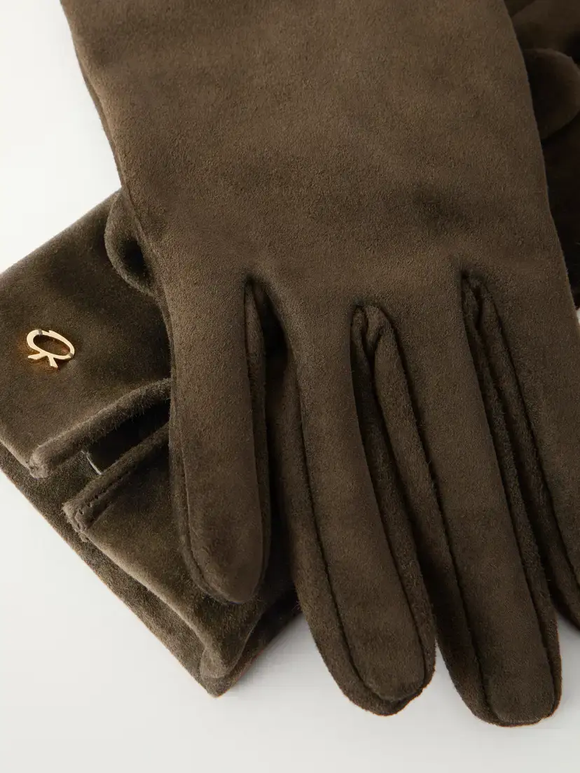 Gianvito Rossi Logo-embellished Suede Gloves | Thumbnail 2 Gianvito Rossi Logo-embellished Suede Gloves | Thumbnail 2