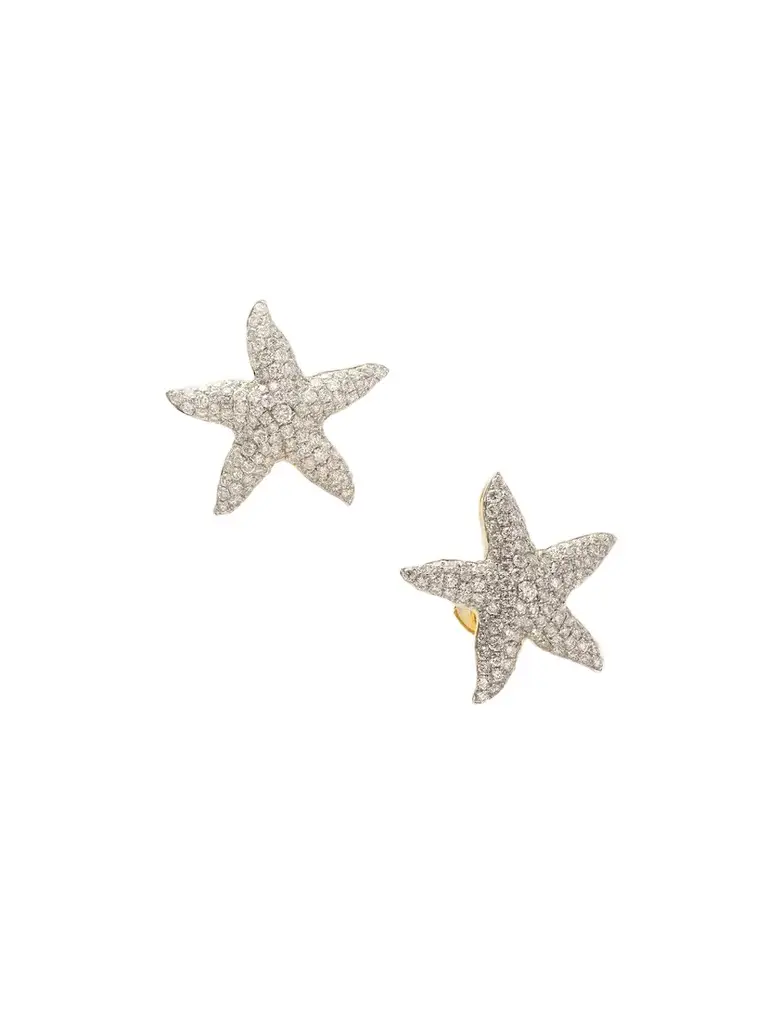 Yvonne Léon Etoile De Mer Maxi 18-karat Gold And Diamond Earrings