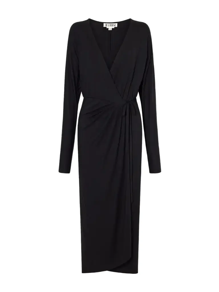 ÉTERNE Daria Draped Stretch-modal Jersey Midi Wrap Dress