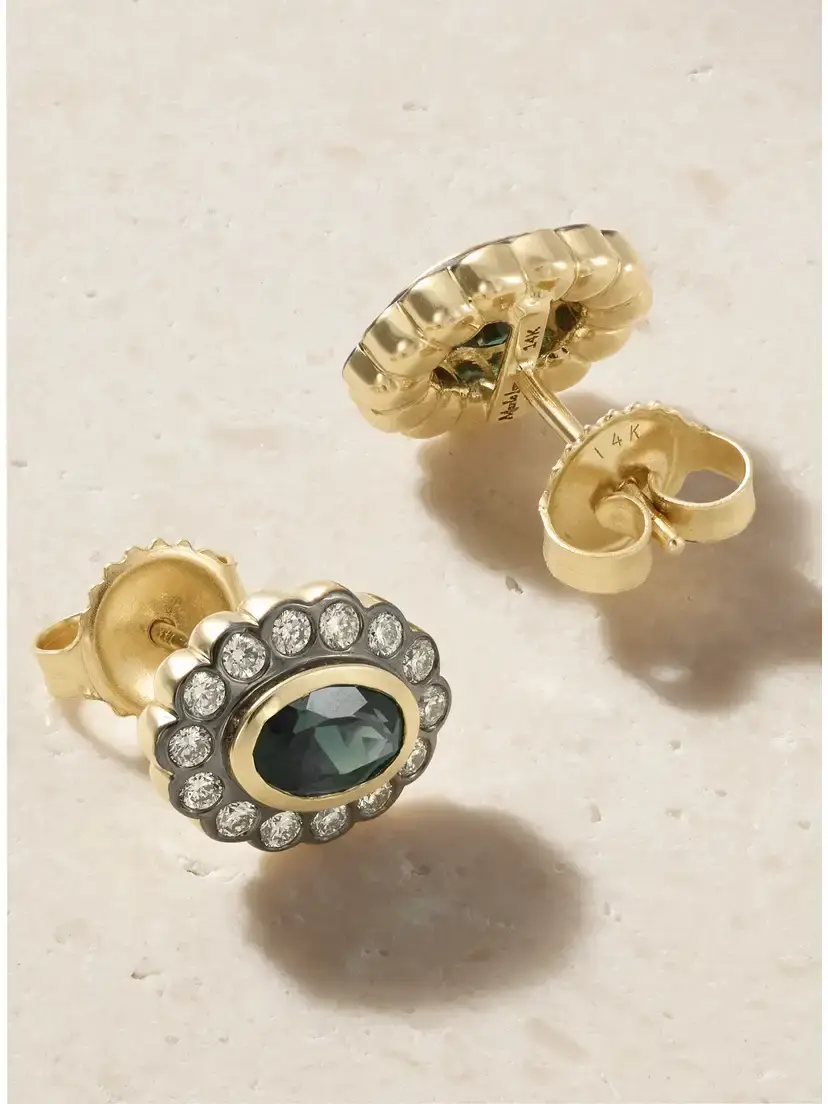 Marlo Laz Ali Stud 14-karat Gold, Tourmaline And Diamond Earrings | Thumbnail 3 Marlo Laz Ali Stud 14-karat Gold, Tourmaline And Diamond Earrings | Thumbnail 3