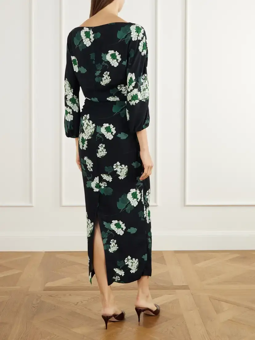 BERNADETTE Ezra Floral-print Ruched Crepe Midi Dress | Thumbnail 3 BERNADETTE Ezra Floral-print Ruched Crepe Midi Dress | Thumbnail 3