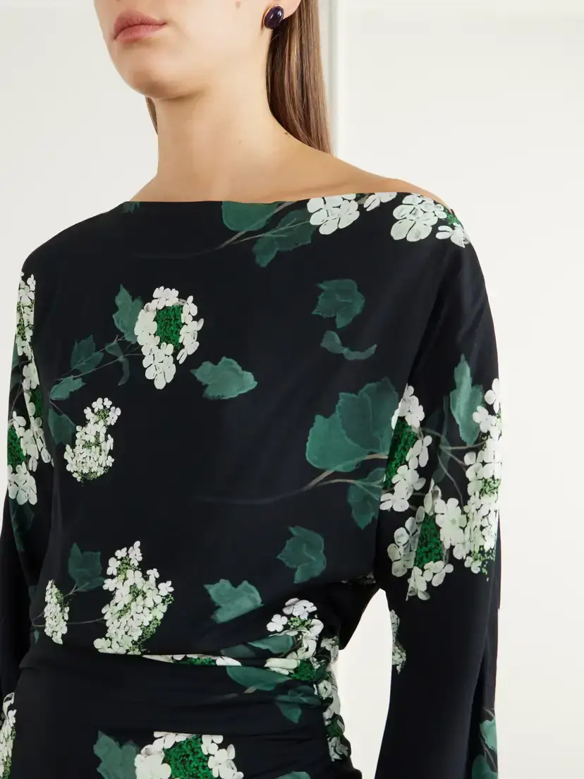 BERNADETTE Ezra Floral-print Ruched Crepe Midi Dress | Thumbnail 4 BERNADETTE Ezra Floral-print Ruched Crepe Midi Dress | Thumbnail 4