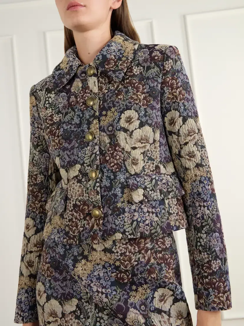Veronica Beard Wilde Cropped Floral-brocade Jacket | Thumbnail 5