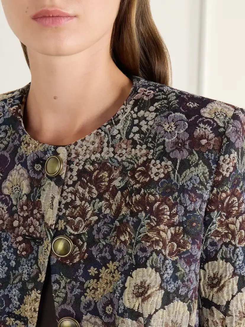 Veronica Beard Wilde Cropped Floral-brocade Jacket | Thumbnail 6