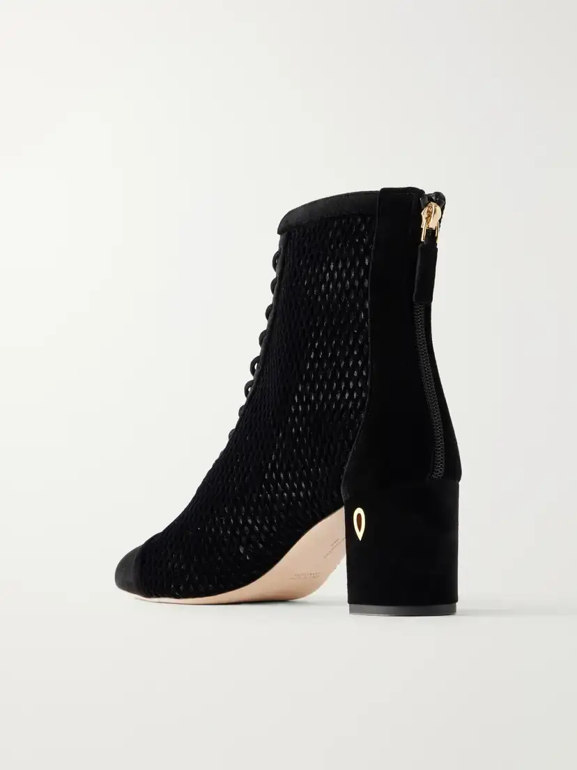 Jennifer Chamandi Dan 65 Velvet-trimmed Mesh Ankle Boots | Thumbnail 3 Jennifer Chamandi Dan 65 Velvet-trimmed Mesh Ankle Boots | Thumbnail 3