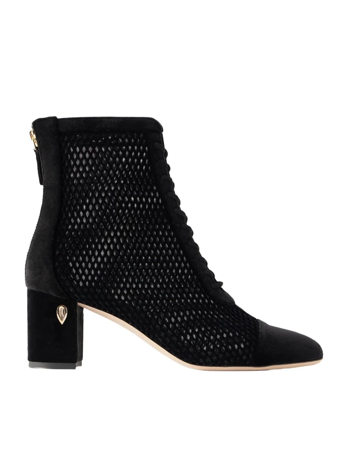 Jennifer Chamandi Dan 65 Velvet-trimmed Mesh Ankle Boots