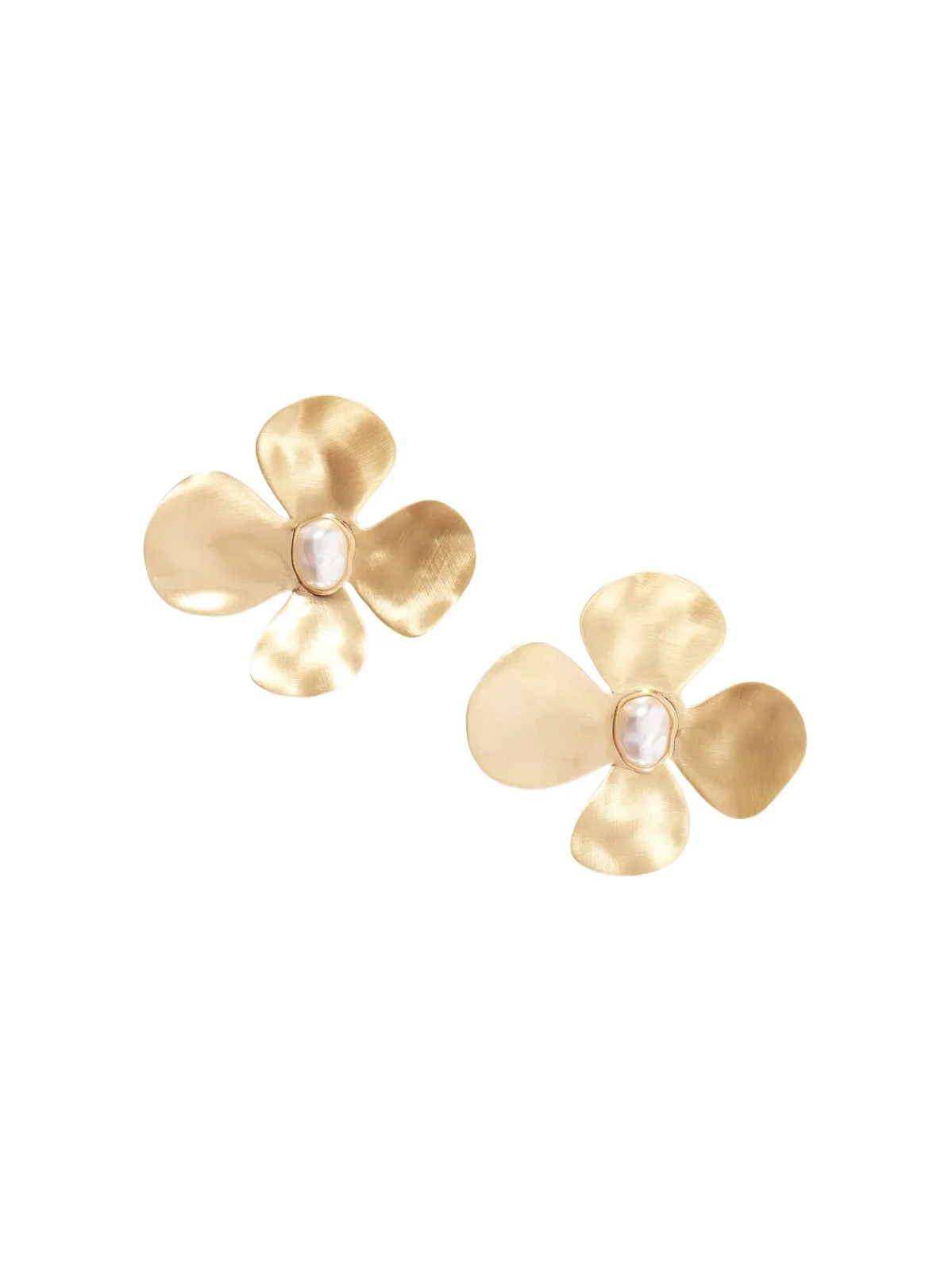 Lucky Pearl-effect Gold-tone Earrings