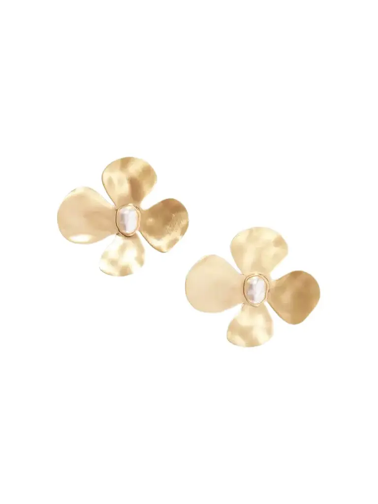 Lucky Pearl-effect Gold-tone Earrings