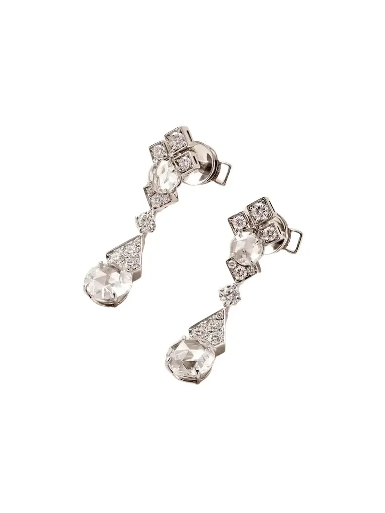 David Morris Sempertino 18-karat White Gold Diamond Earrings