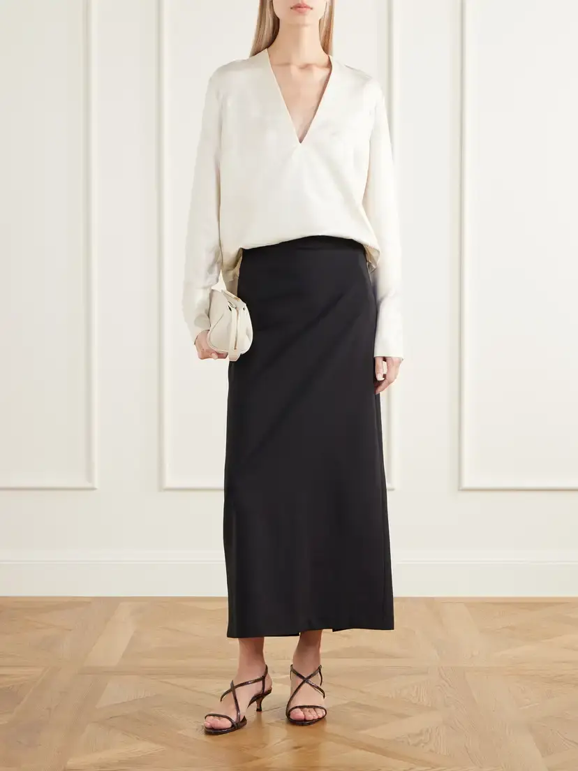 Loulou de Saison Syla Velvet-trimmed Silk-blend Twill Blouse | Thumbnail 2 Loulou de Saison Syla Velvet-trimmed Silk-blend Twill Blouse | Thumbnail 2