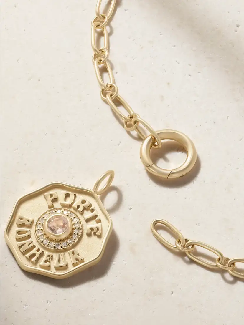 Marlo Laz Porte Bonheur 14-karat Gold, Morganite And Diamond Necklace | Thumbnail 3 Marlo Laz Porte Bonheur 14-karat Gold, Morganite And Diamond Necklace | Thumbnail 3
