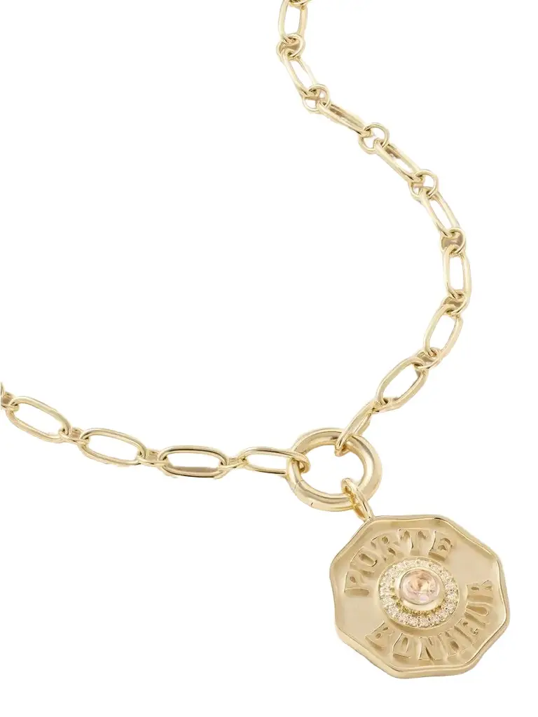 Marlo Laz Porte Bonheur 14-karat Gold, Morganite And Diamond Necklace