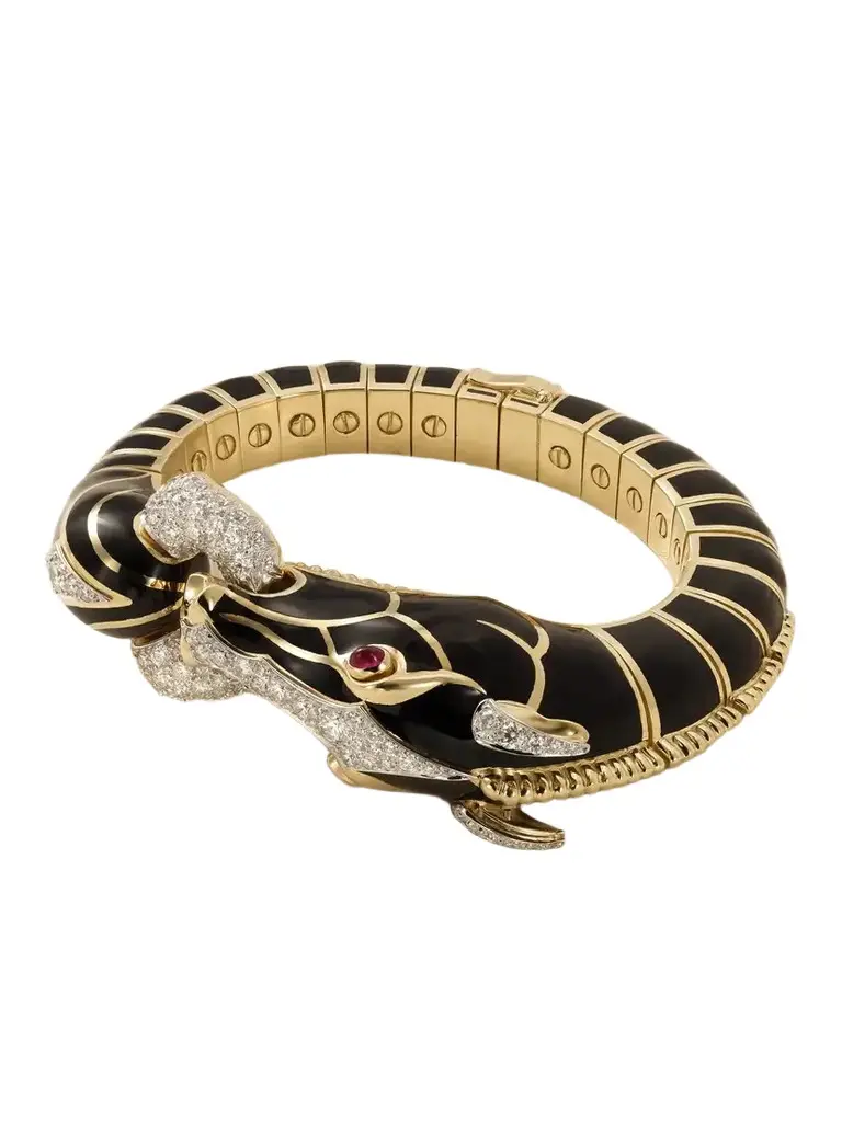 Horse 18-karat Gold And Platinum, Diamond, Ruby And Enamel Bangle Horse 18-karat Gold And Platinum, Diamond, Ruby And Enamel Bangle