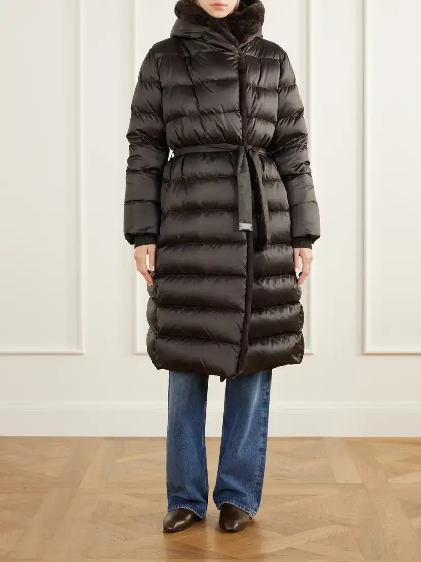 Max Mara Medusa Hooded Belted Quilted Plush-trimmed Shell Down Coat | Thumbnail 3