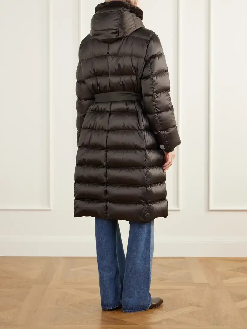 Max Mara Medusa Hooded Belted Quilted Plush-trimmed Shell Down Coat | Thumbnail 4