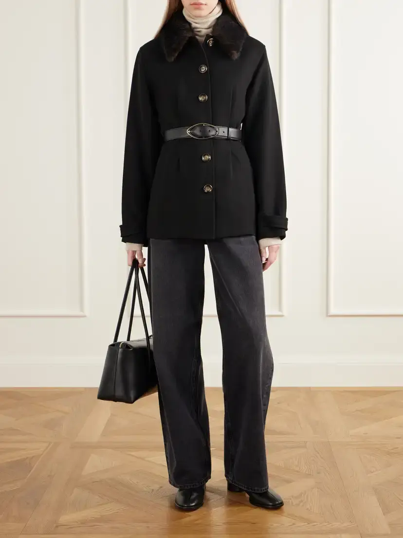 Veronica Beard Severine Dickey Plush-trimmed Crepe Jacket | Thumbnail 2 Veronica Beard Severine Dickey Plush-trimmed Crepe Jacket | Thumbnail 2