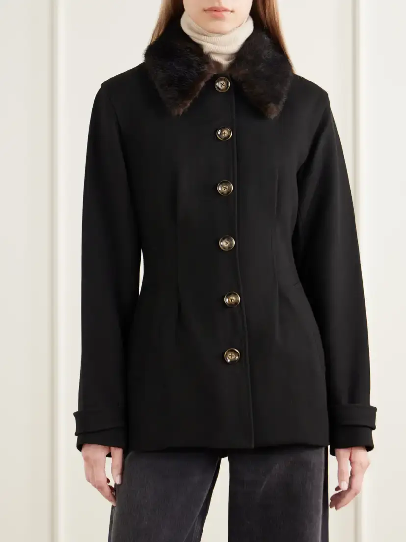 Veronica Beard Severine Dickey Plush-trimmed Crepe Jacket | Thumbnail 3 Veronica Beard Severine Dickey Plush-trimmed Crepe Jacket | Thumbnail 3
