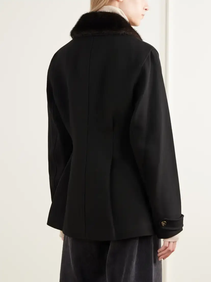 Veronica Beard Severine Dickey Plush-trimmed Crepe Jacket | Thumbnail 4 Veronica Beard Severine Dickey Plush-trimmed Crepe Jacket | Thumbnail 4