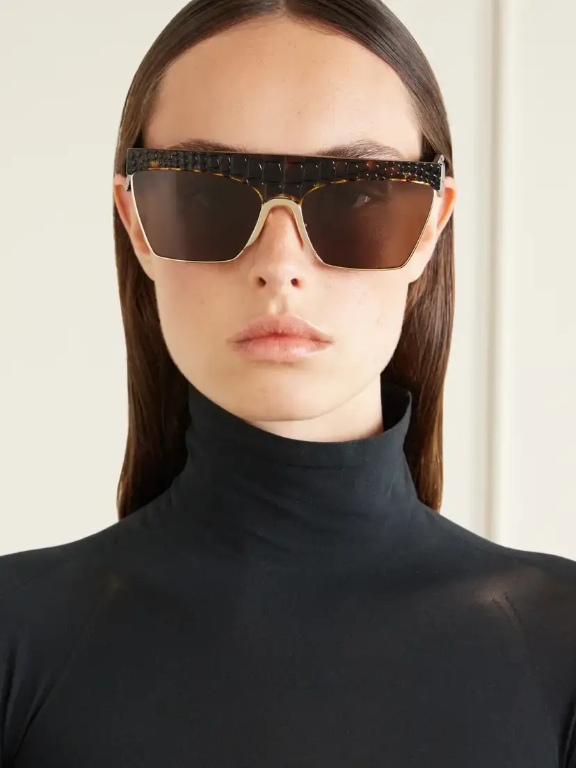 Alaïa D-frame Croc-effect Tortoiseshell Recycled-acetate And Gold-tone Metal Sunglasses | Thumbnail 2 Alaïa D-frame Croc-effect Tortoiseshell Recycled-acetate And Gold-tone Metal Sunglasses | Thumbnail 2