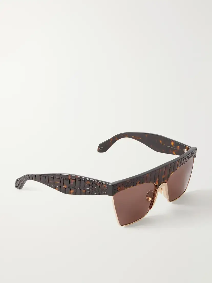 Alaïa D-frame Croc-effect Tortoiseshell Recycled-acetate And Gold-tone Metal Sunglasses | Thumbnail 3 Alaïa D-frame Croc-effect Tortoiseshell Recycled-acetate And Gold-tone Metal Sunglasses | Thumbnail 3