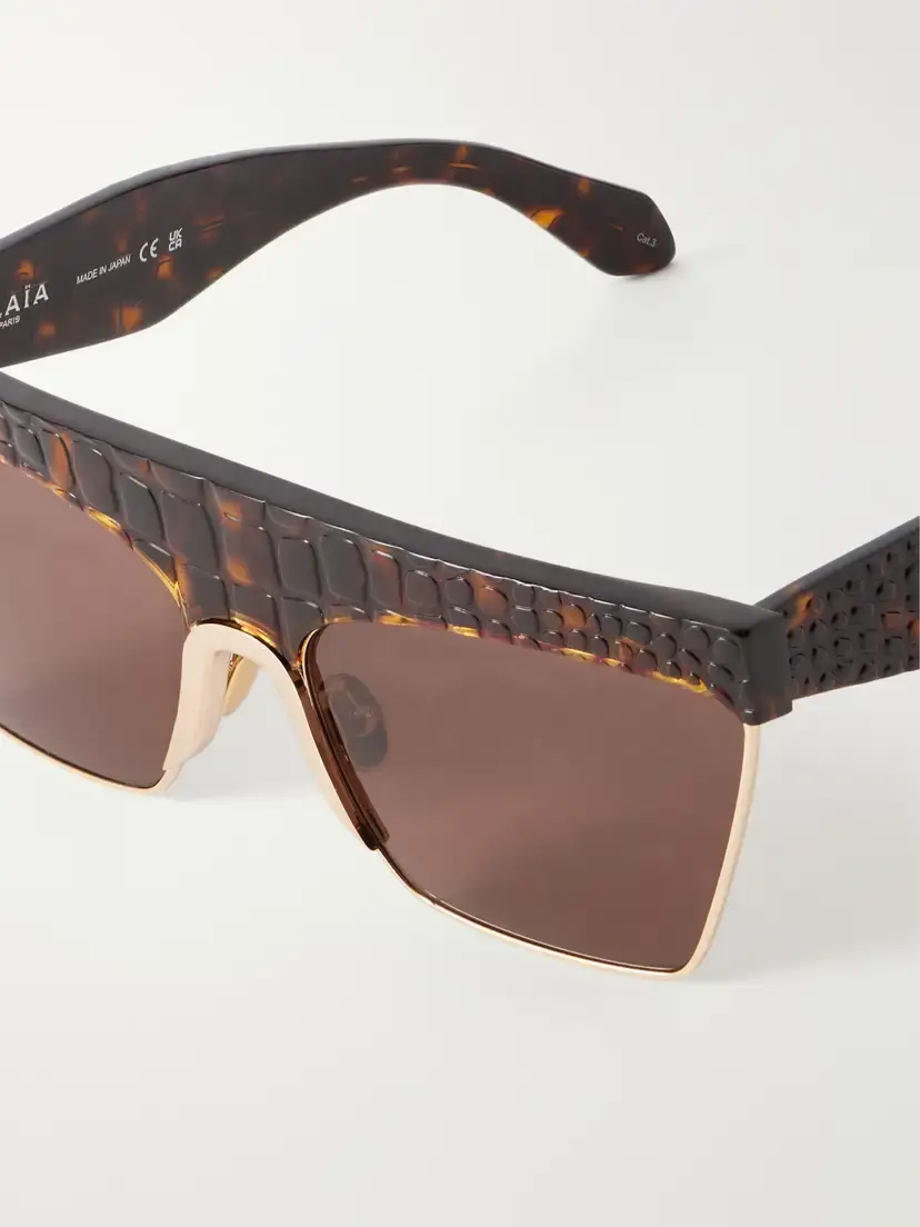 Alaïa D-frame Croc-effect Tortoiseshell Recycled-acetate And Gold-tone Metal Sunglasses | Thumbnail 4 Alaïa D-frame Croc-effect Tortoiseshell Recycled-acetate And Gold-tone Metal Sunglasses | Thumbnail 4