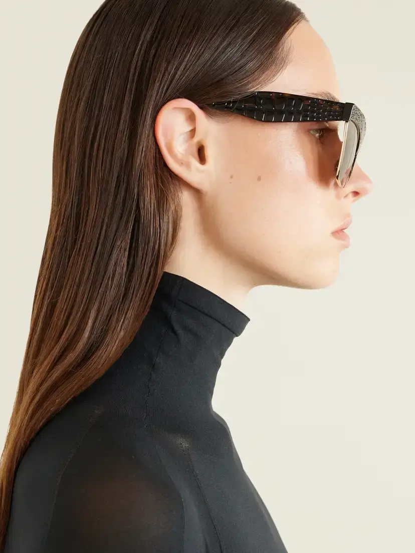 Alaïa D-frame Croc-effect Tortoiseshell Recycled-acetate And Gold-tone Metal Sunglasses | Thumbnail 5 Alaïa D-frame Croc-effect Tortoiseshell Recycled-acetate And Gold-tone Metal Sunglasses | Thumbnail 5