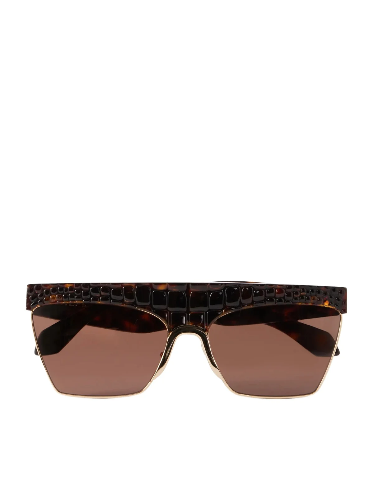 D-frame Croc-effect Tortoiseshell Recycled-acetate And Gold-tone Metal Sunglasses