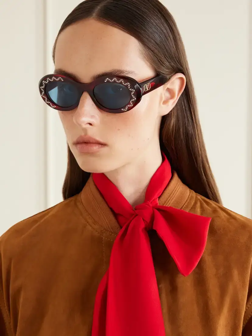 Valentino Eyewear Crystal-embellished Round-frame Recycled Acetate Sunglasses | Thumbnail 2