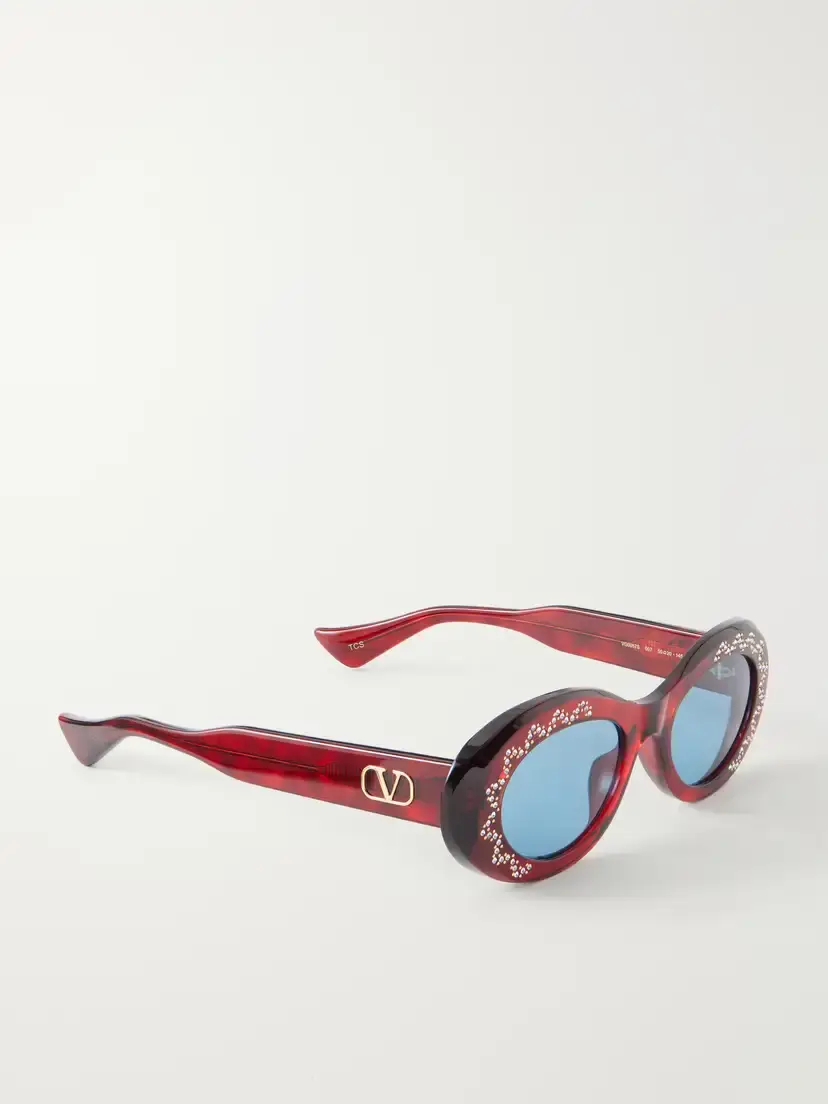 Valentino Eyewear Crystal-embellished Round-frame Recycled Acetate Sunglasses | Thumbnail 3