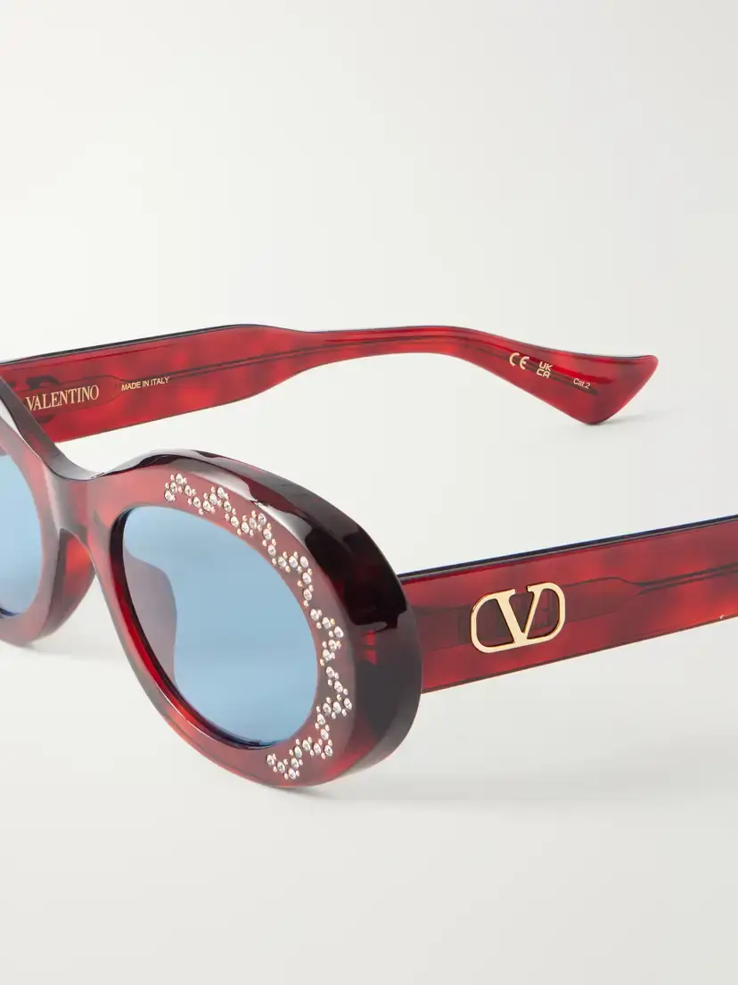 Valentino Eyewear Crystal-embellished Round-frame Recycled Acetate Sunglasses | Thumbnail 4
