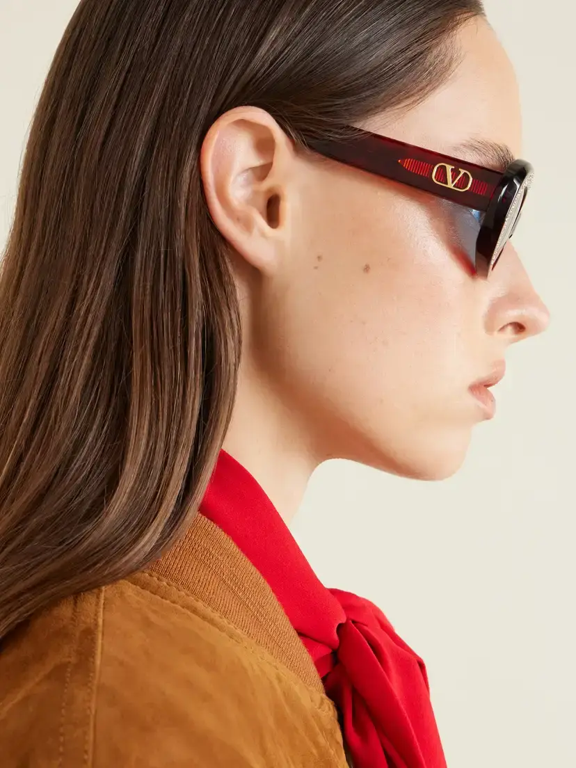 Valentino Eyewear Crystal-embellished Round-frame Recycled Acetate Sunglasses | Thumbnail 5